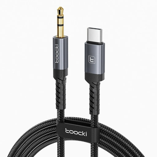 TOOCKI TQ-YP09C 1m Audio Cable DAC Chip HiFi Sound USB-C Male to 3.5mm Male Aux Cable for Headphones Speakers - 1