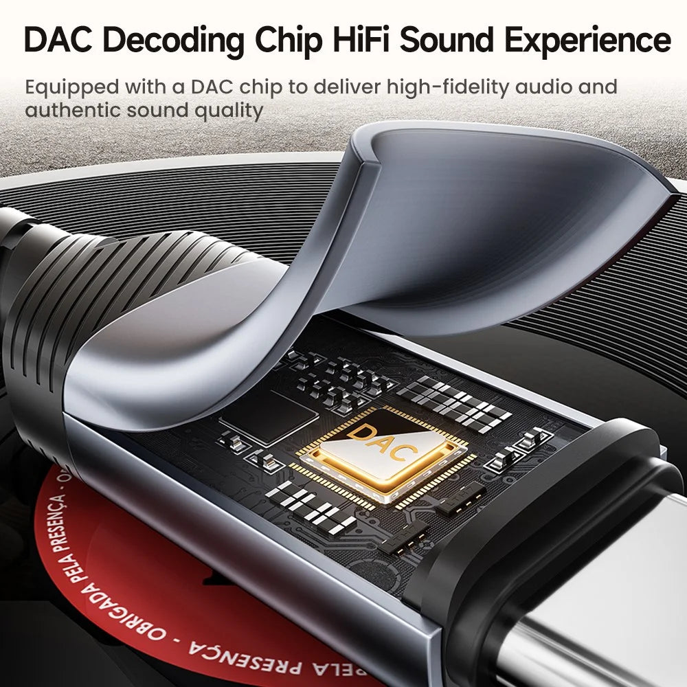 TOOCKI TQ-YP09C 1m Audio Cable DAC Chip HiFi Sound USB-C Male to 3.5mm Male Aux Cable for Headphones Speakers - 5