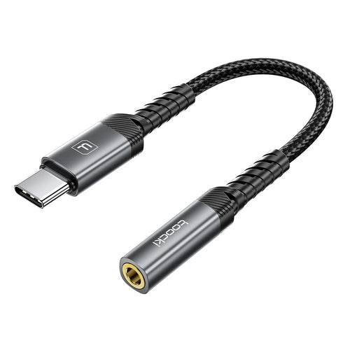 TOOCKI TQ-YP09A 0.12m USB-C Male to 3.5mm Female Audio Adapter Cable HiFi DAC Chip Aux Cable for Headphones - 1