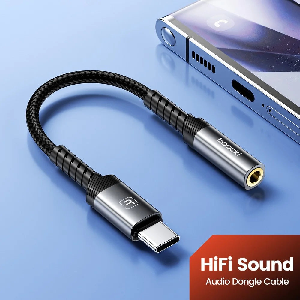 TOOCKI TQ-YP09A 0.12m USB-C Male to 3.5mm Female Audio Adapter Cable HiFi DAC Chip Aux Cable for Headphones - 3