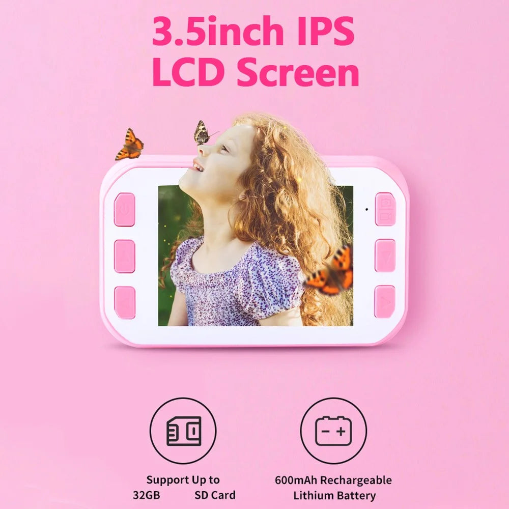 K5 3.5-Inch Screen Kids Camera Children Educational Toy Girl Boy Birthday Christmas Gift with Carrying Rope - Blue - 6