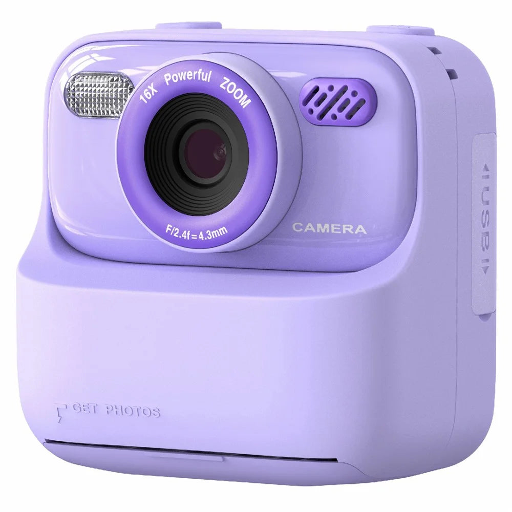 P79 Photo Instant Print Kids Digital Camera Fun Game HD 1080P Dual Lens Camera - Purple - 1