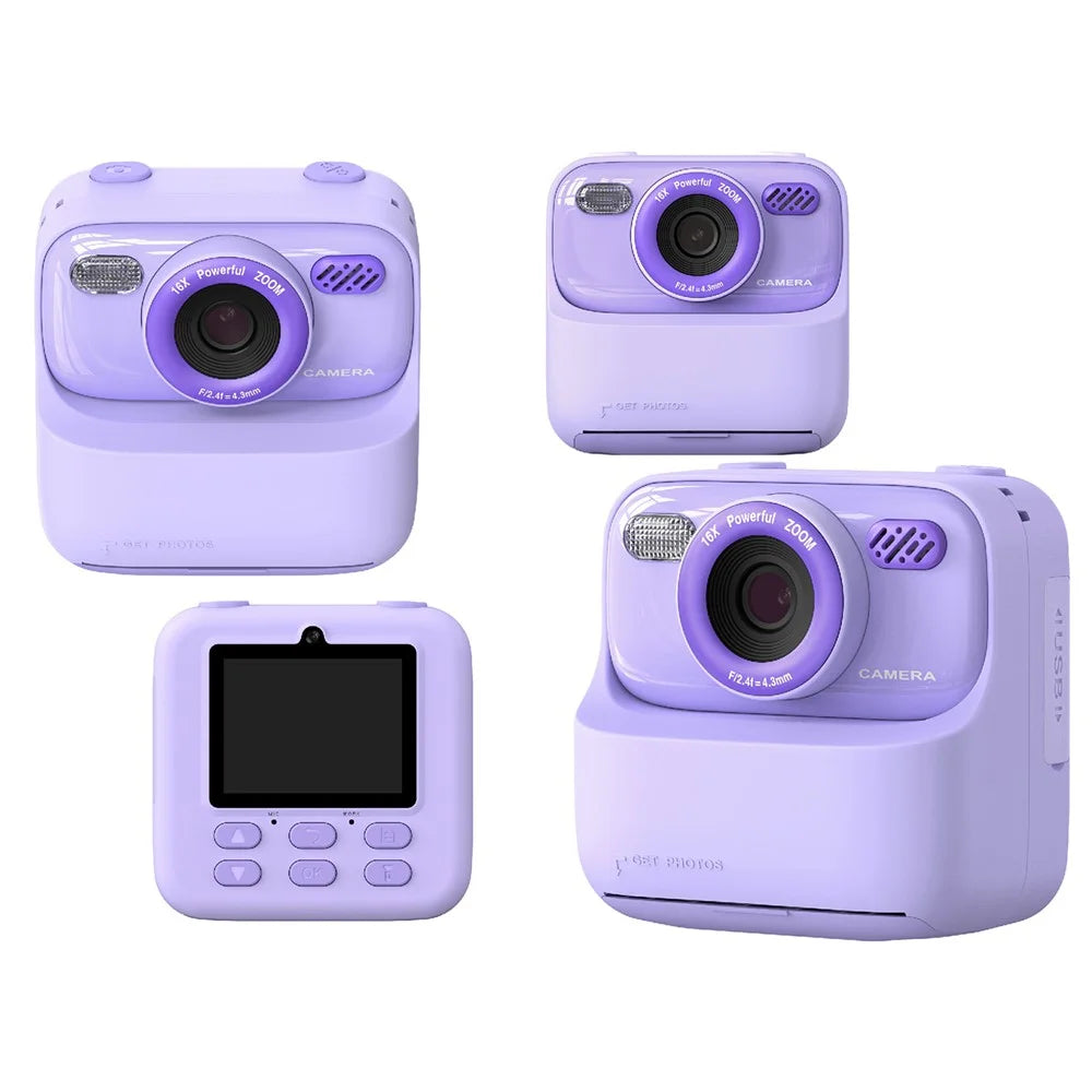 P79 Photo Instant Print Kids Digital Camera Fun Game HD 1080P Dual Lens Camera - Purple - 4