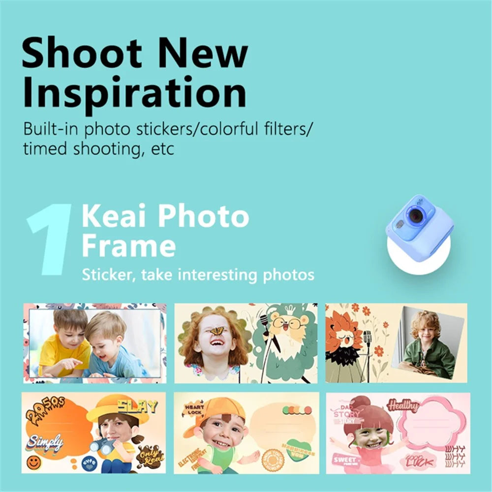 P79 Photo Instant Print Kids Digital Camera Fun Game HD 1080P Dual Lens Camera - Purple - 5