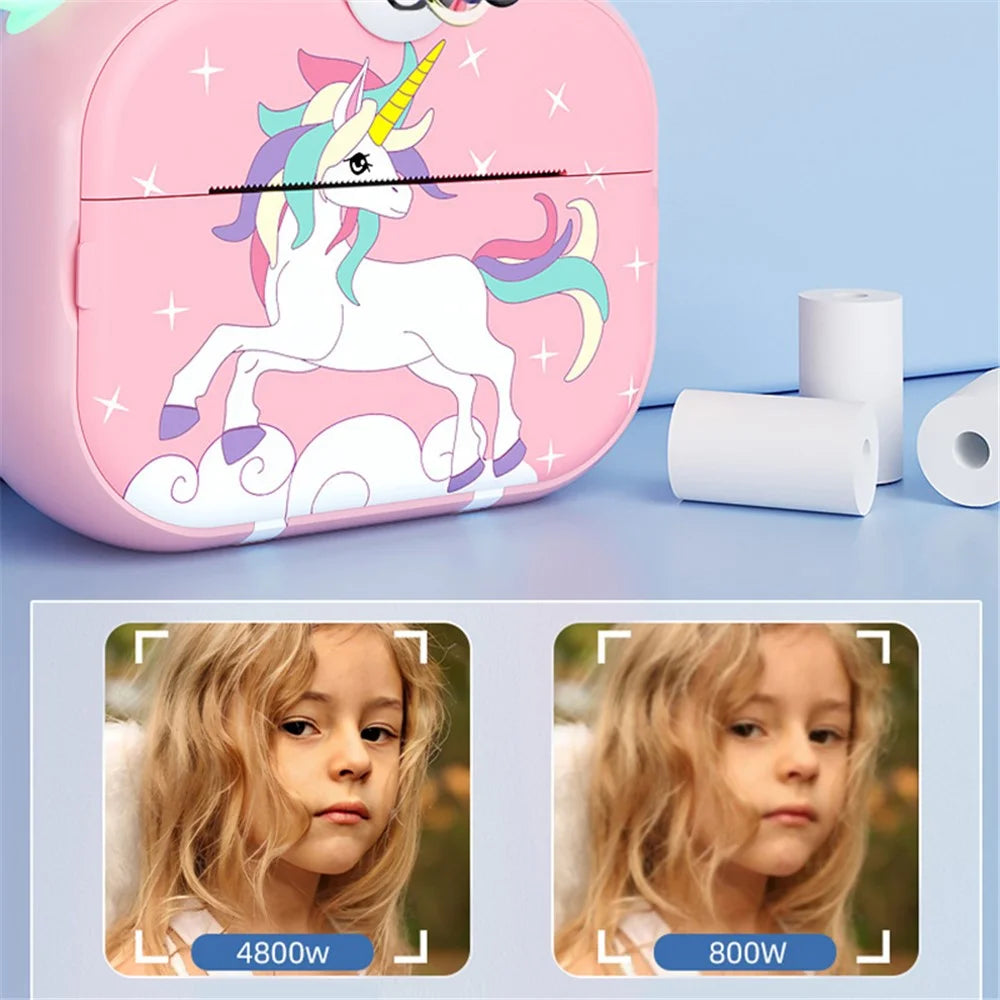 X3D 2.4-inch IPS Screen 10X Zoom 1080P HD Kids Instant Print Camera Built-In Games - Pink - 2