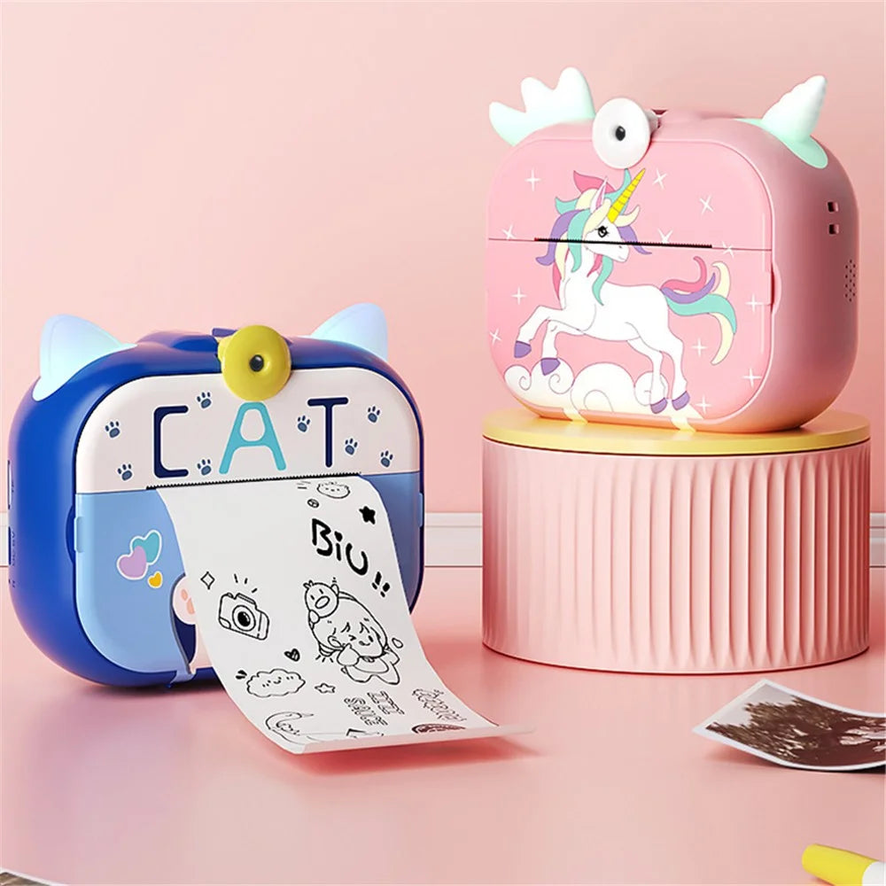 X3D 2.4-inch IPS Screen 10X Zoom 1080P HD Kids Instant Print Camera Built-In Games - Pink - 4