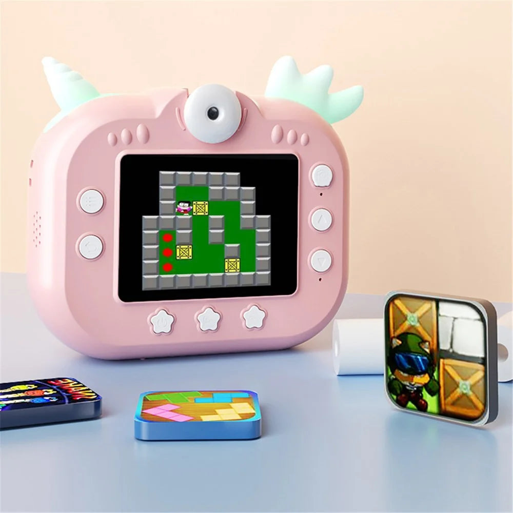 X3D 2.4-inch IPS Screen 10X Zoom 1080P HD Kids Instant Print Camera Built-In Games - Pink - 5