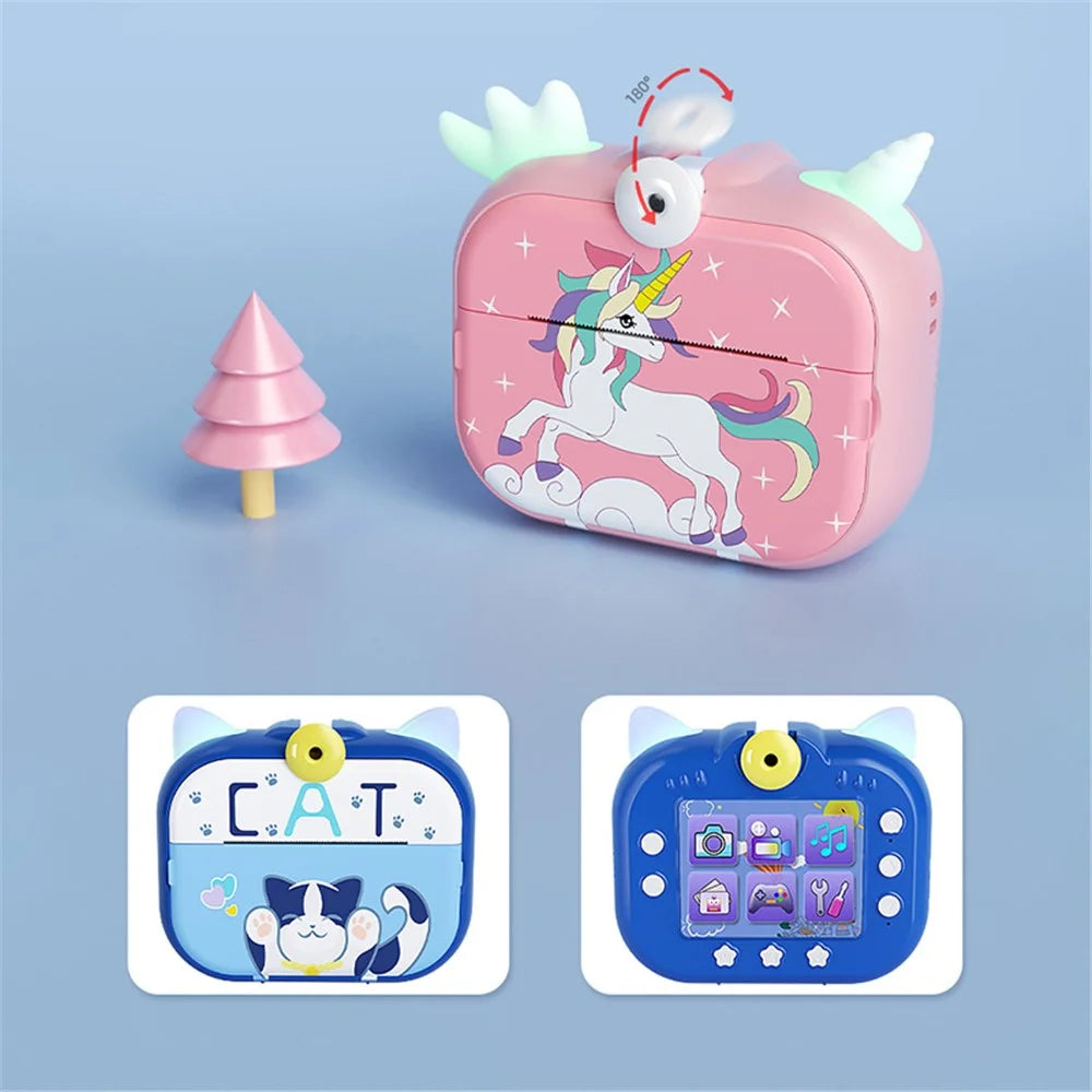 X3D 2.4-inch IPS Screen 10X Zoom 1080P HD Kids Instant Print Camera Built-In Games - Pink - 7