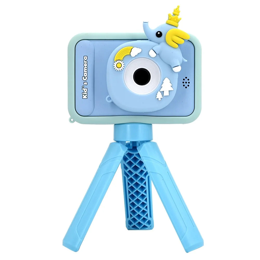 AC10 HD Dual Lens 2.4 Inch IPS Screen Kids Camera with Tripod, No Memory Card - Blue - 1
