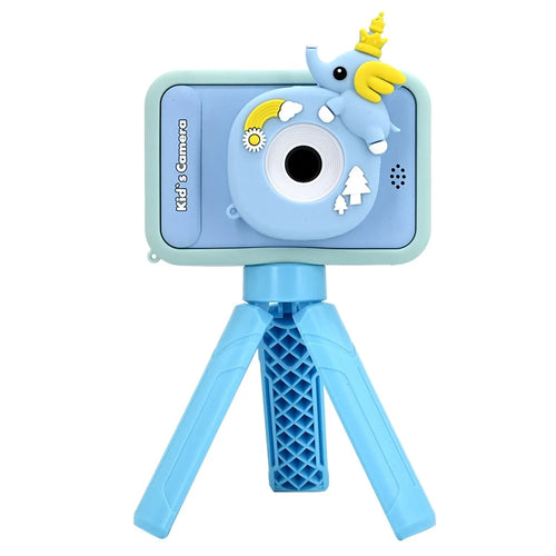 AC10 HD Dual Lens 2.4 Inch IPS Screen Kids Camera with Tripod, No Memory Card - Blue - 1