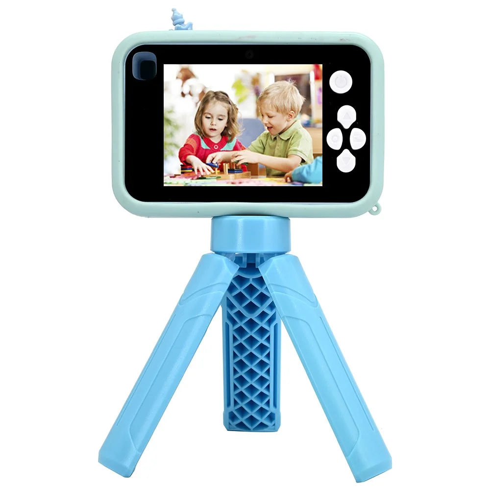 AC10 HD Dual Lens 2.4 Inch IPS Screen Kids Camera with Tripod, No Memory Card - Blue - 2
