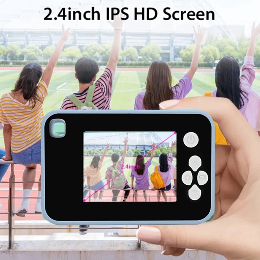 AC10 HD Dual Lens 2.4 Inch IPS Screen Kids Camera with Tripod, No Memory Card - Blue - 3