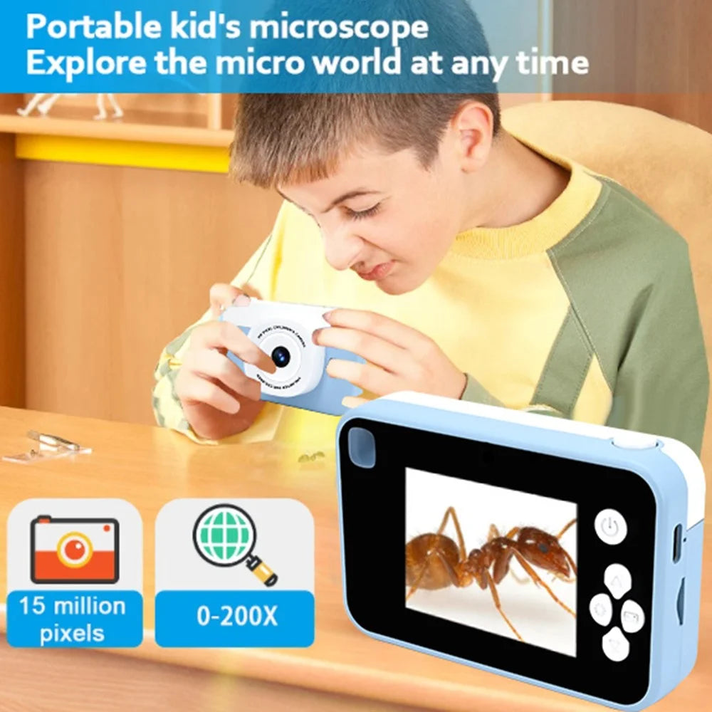 AC10 HD Dual Lens 2.4 Inch IPS Screen Kids Camera with Tripod, No Memory Card - Blue - 4