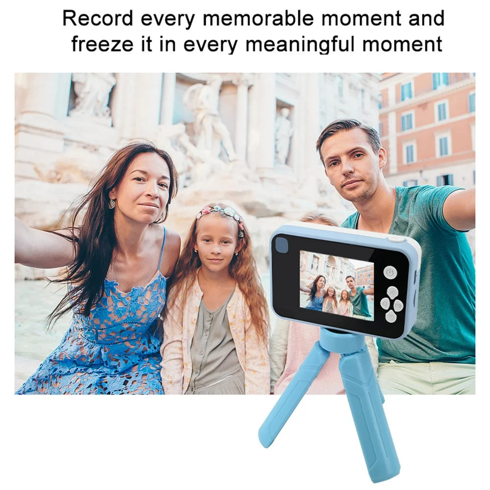 AC10 HD Dual Lens 2.4 Inch IPS Screen Kids Camera with Tripod, No Memory Card - Blue - 5