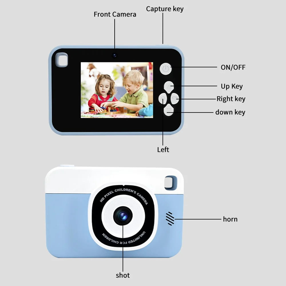 AC10 HD Dual Lens 2.4 Inch IPS Screen Kids Camera with Tripod, No Memory Card - Blue - 7