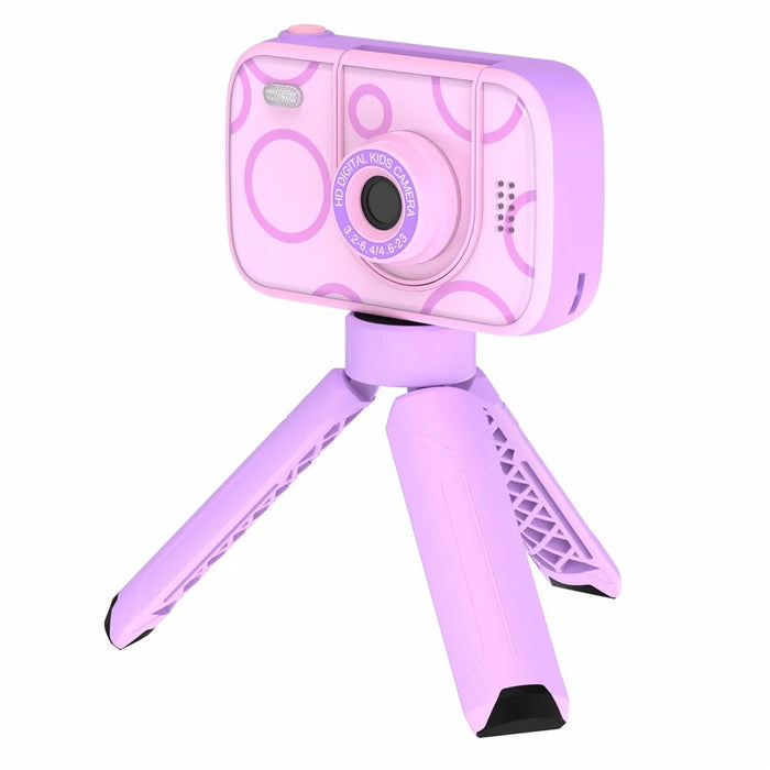 H19 2.4 inch Screen Children Camera 180-Degree Flip Camera Len with Tripod / 32G Memory Card - Purple - 1