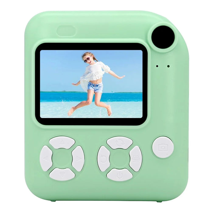 KDC-0013E HD 2.4 inch Screen Kids Camera Thermal Inkless Photo Printer with 32G TF Card+Card Reader - Green - 2