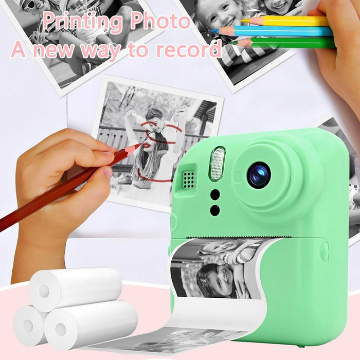 KDC-0013E HD 2.4 inch Screen Kids Camera Thermal Inkless Photo Printer with 32G TF Card+Card Reader - Green - 6
