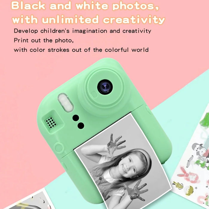 KDC-0013E HD 2.4 inch Screen Kids Camera Thermal Inkless Photo Printer with 32G TF Card+Card Reader - Green - 7