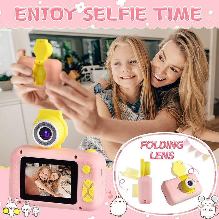 KDC-0025 180 Degree Flip Lens 2.0 Inch Screen Mini Kids Camera Video Recorder, without Silicone Case - Pink - 2