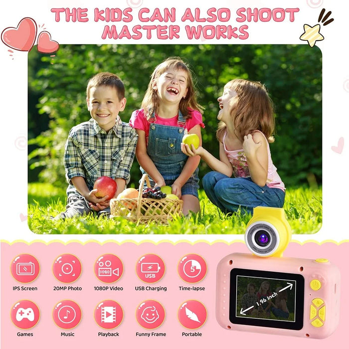 KDC-0025 180 Degree Flip Lens 2.0 Inch Screen Mini Kids Camera Video Recorder, without Silicone Case - Pink - 3
