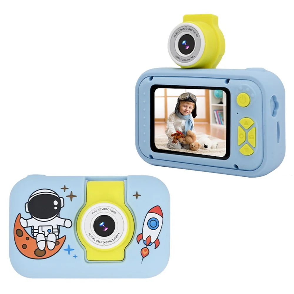 KDC-0025 2.0 Inch Screen Mini Kids Camera 180 Degree Flip Lens Video Recorder, with 32G TF Card + Card Reader - Blue - 1