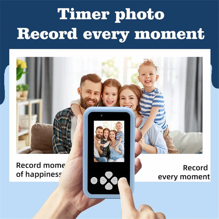 KDC-0027A 2.4-inch Screen Kids Camera Built-in Games Creative Filters Rechargeable HD Digital Camera Toy - Blue - 5