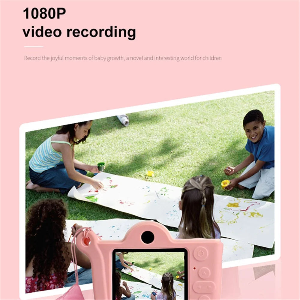 KDC-0026A 2.0 inch Screen Kids Camera Toy HD Dual Lens Camera Video Recorder, 32G TF Card+Card Reader - Pink - 4