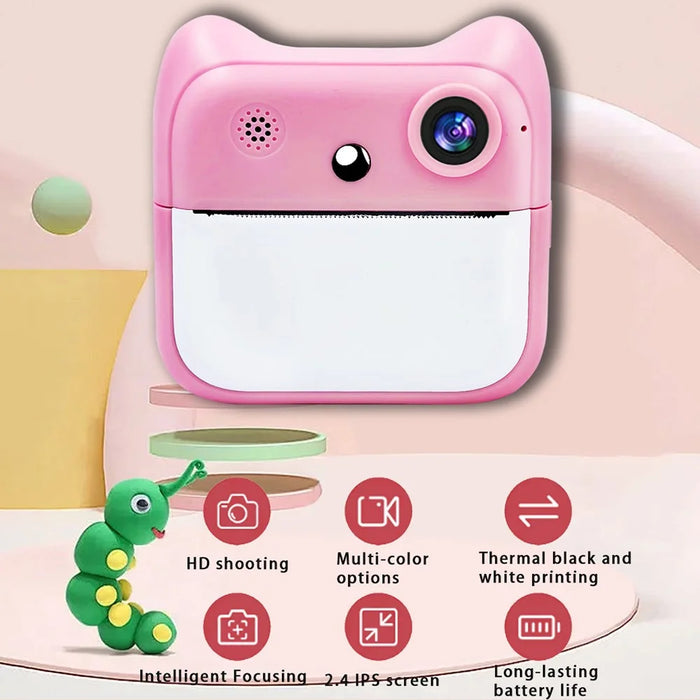 A25 2.4 Inch Kids Instant Print Digital Camera Video Recorder with Built-In Games - Pink - 7