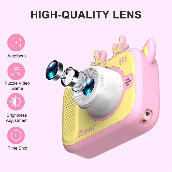 X12 Mini Camera Toy HD Dual Lens Video Recorder for Children Gift (with 32G Memory Card + Card Reader) - Pink Rabbit - 2
