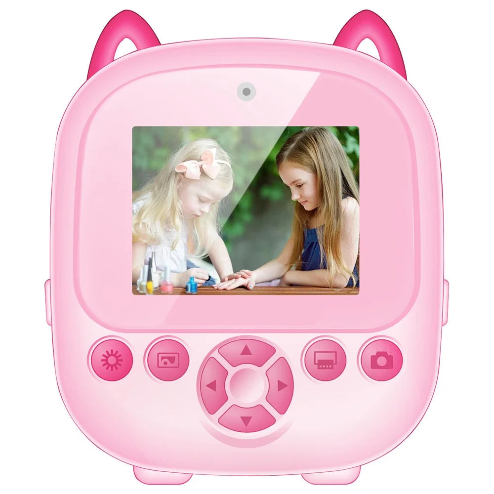S5 2.4-Inch HD Dual Lens Cartoon Kids Instant Print Camera Built-In Games MP3 Player Video Recorder - Pink - 2