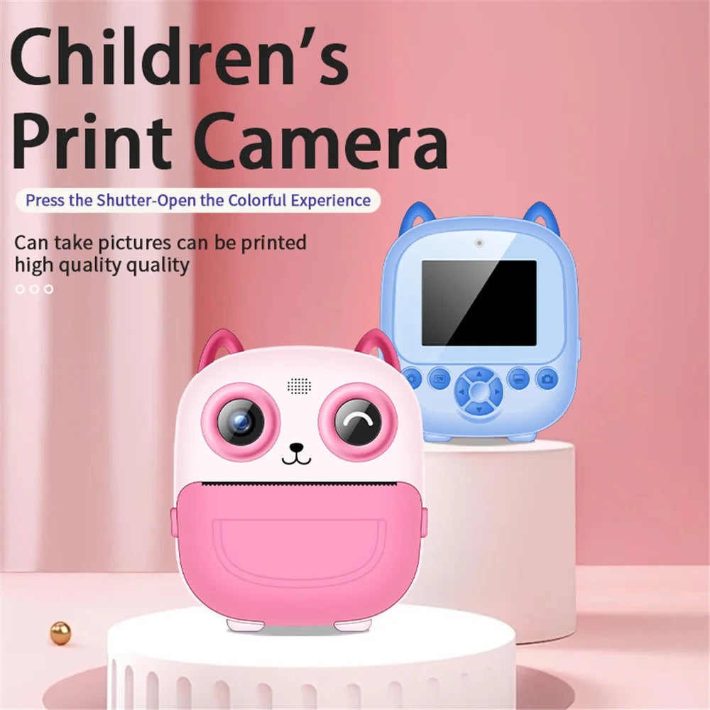 S5 2.4-Inch HD Dual Lens Cartoon Kids Instant Print Camera Built-In Games MP3 Player Video Recorder - Pink - 3