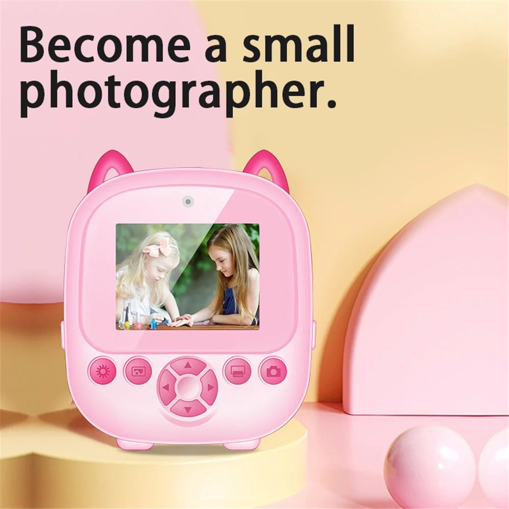 S5 2.4-Inch HD Dual Lens Cartoon Kids Instant Print Camera Built-In Games MP3 Player Video Recorder - Pink - 4