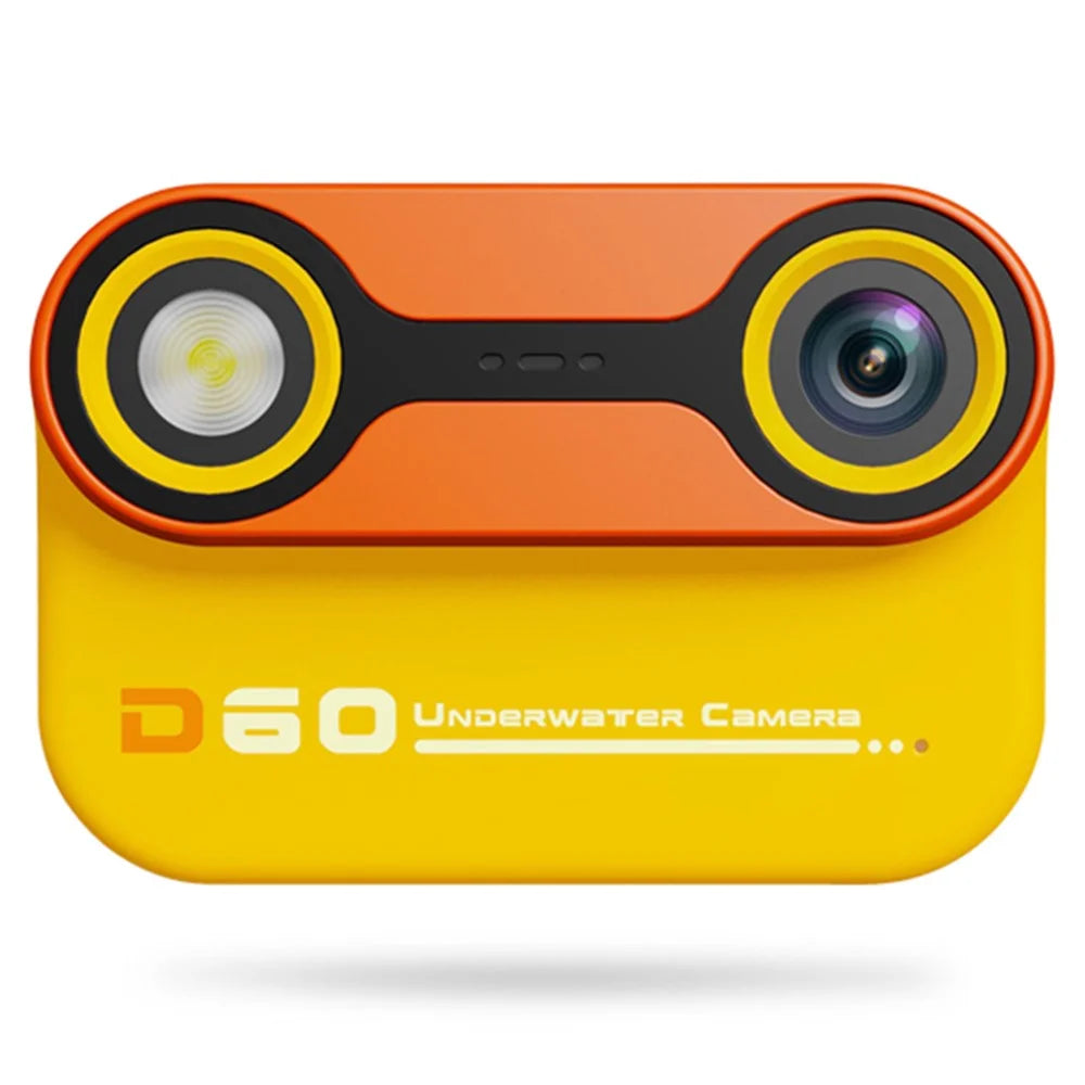 D60 3m Underwater 2.4-Inch IPS Screen Dual Lens Kids Camera with LED Flashlight and SOS Button, No Tripod - Brown - 1