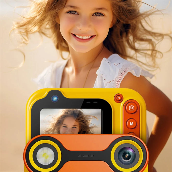 D60 3m Underwater 2.4-Inch IPS Screen Dual Lens Kids Camera with LED Flashlight and SOS Button, No Tripod - Brown - 2