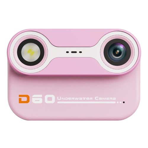 D60 3m Underwater 2.4-Inch IPS Screen Dual Lens Kids Camera with 32G Memory Card + Card Reader, No Tripod - Pink - 1
