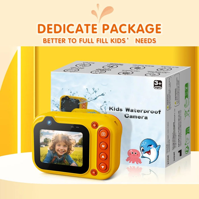 D60 3m Underwater 2.4-Inch IPS Screen Dual Lens Kids Camera with 32G Memory Card + Card Reader, No Tripod - Pink - 7
