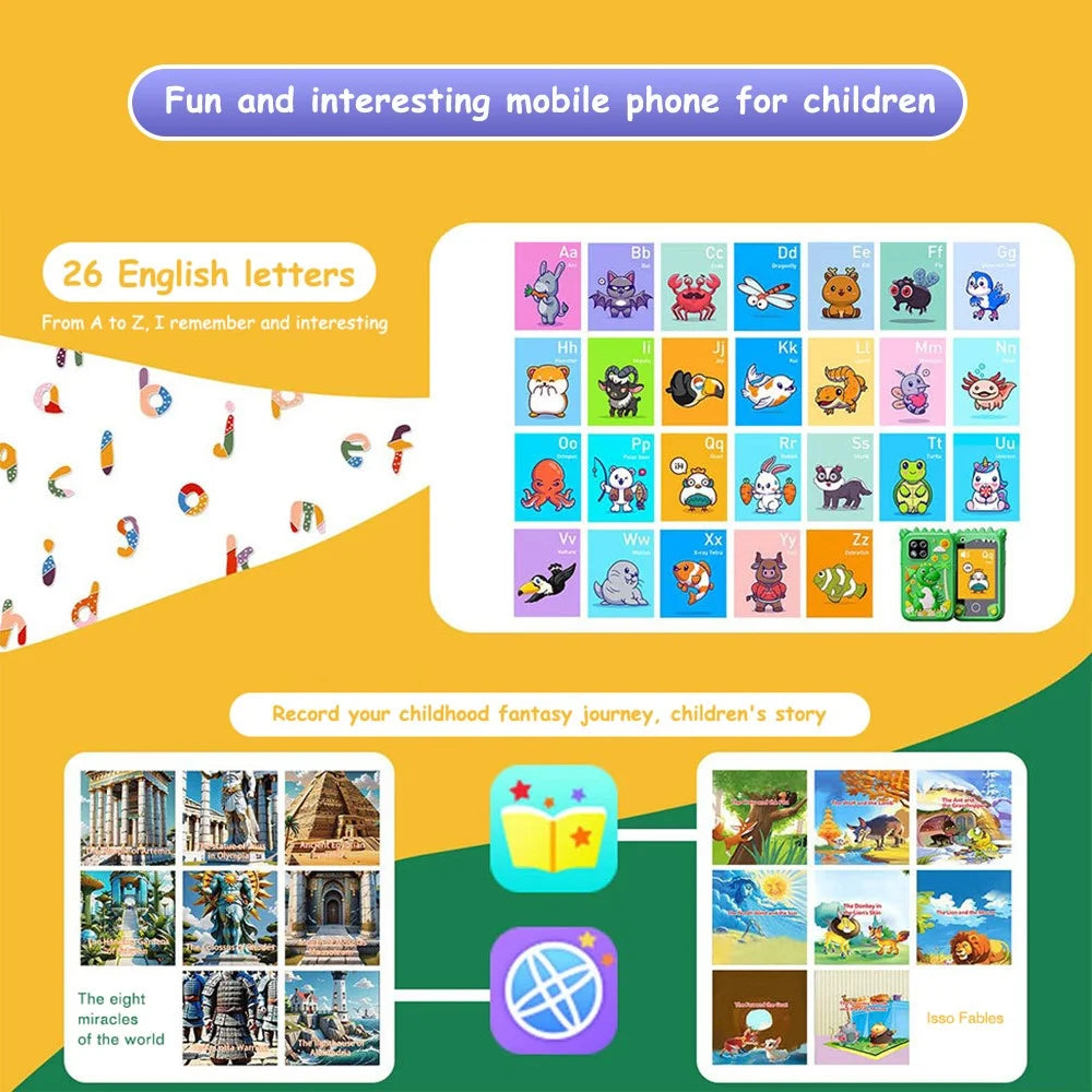 Z10 2.8 Inch Cartoon Animal Dual Lens Touch Screen Kids Camera Toy Phone Built-In Games - Green Dinosaur - 6