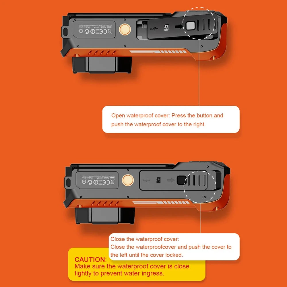 D50 Waterproof Action Camera Outdoor Sports Dual Screen Camera with 32G TF Card + Card Reader - Orange - 7