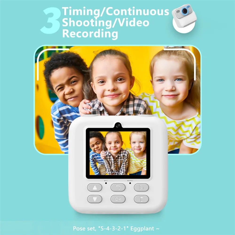P79 Instant Print Camera for Children HD 1080P Dual Lens 2.4 Inch IPS Screen Kids Camera with 32GB TF Card - Purple - 6