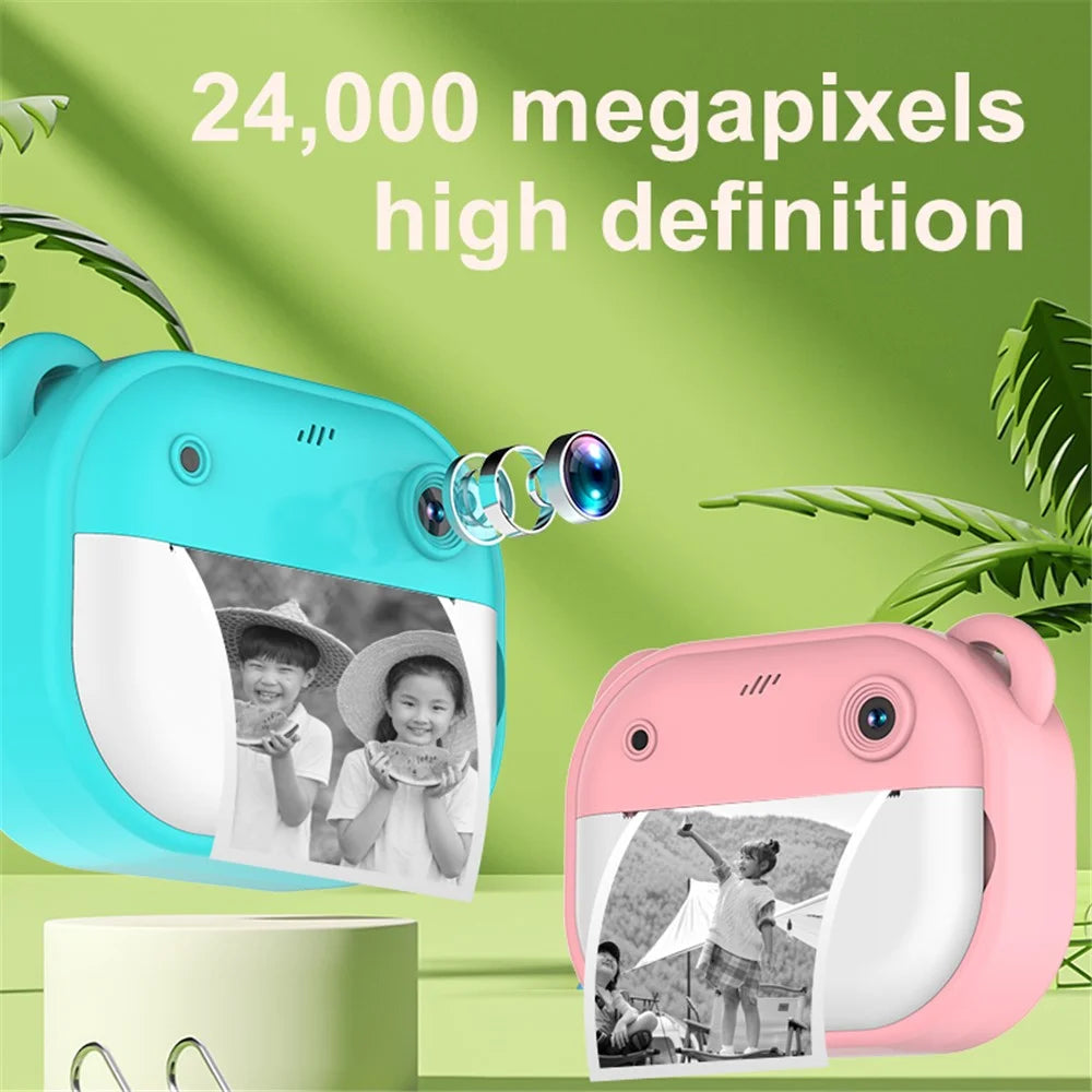 Y600 2.0-inch Screen Children 24MP HD Instant Camera Thermal Printing Photo Printer - Pink - 3