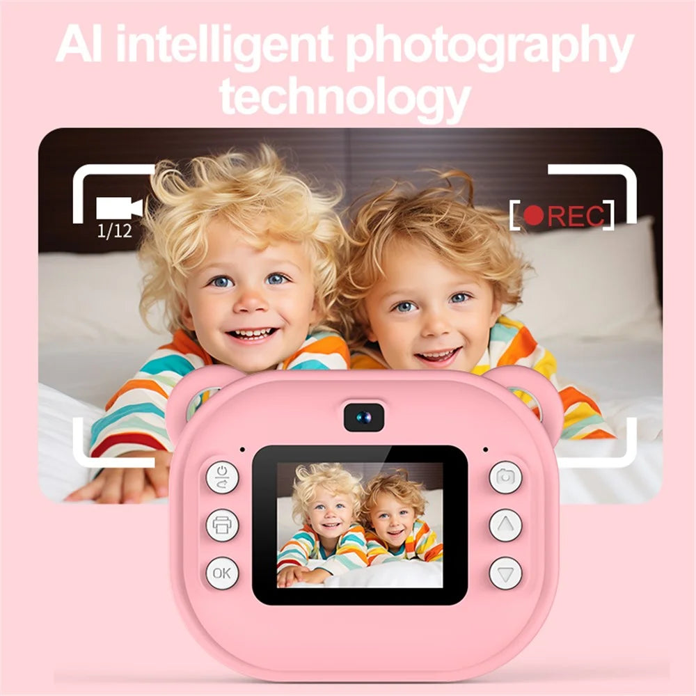 Y600 2.0-inch Screen Children 24MP HD Instant Camera Thermal Printing Photo Printer - Pink - 4