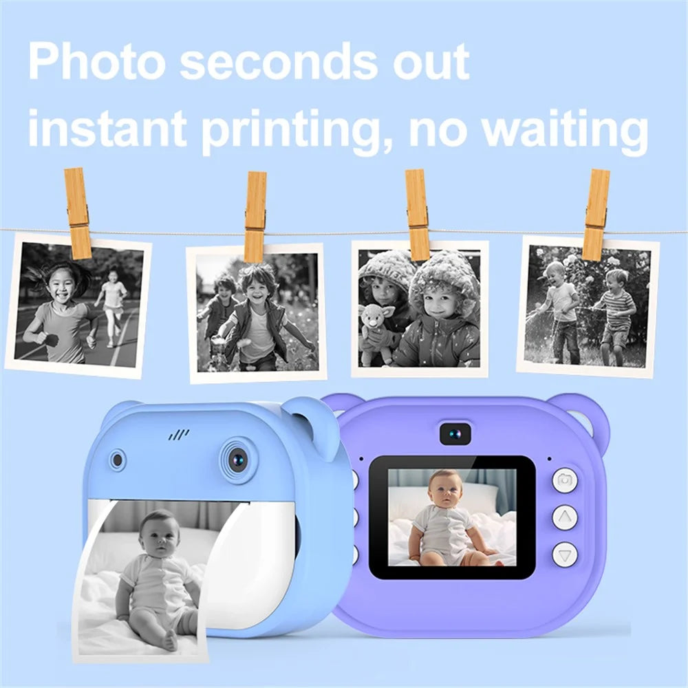 Y600 2.0-inch Screen Children 24MP HD Instant Camera Thermal Printing Photo Printer - Pink - 5