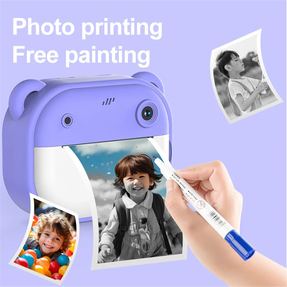 Y600 2.0-inch Screen Children 24MP HD Instant Camera Thermal Printing Photo Printer - Pink - 6