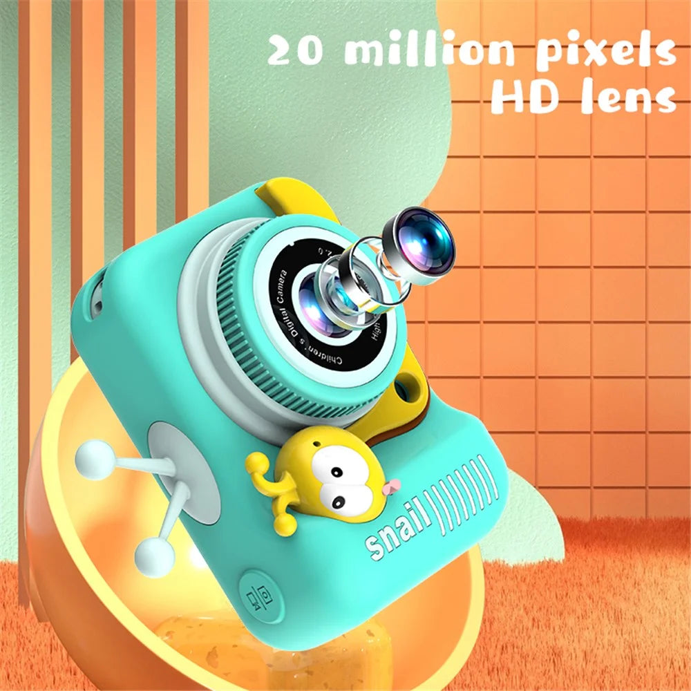 Q2 Kids Camera Toy Cartoon Snail Shaped Children Photo Video Recorder with 32G Memory Card - Green - 4