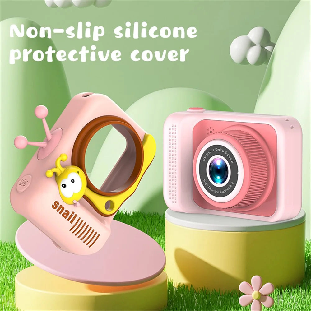 Q2 Kids Camera Toy Cartoon Snail Shaped Children Photo Video Recorder with 32G Memory Card - Green - 7