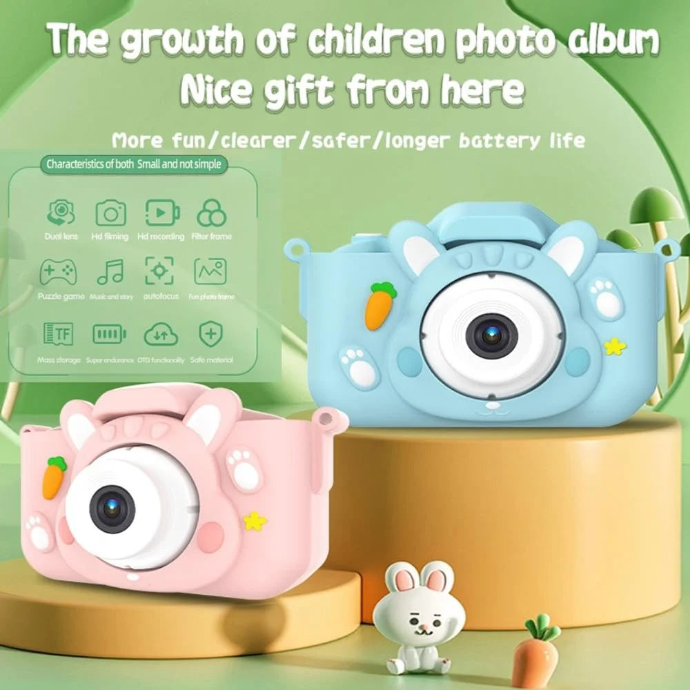 x11s Cartoon Rabbit Shaped Kids Camera Toy Children Photo Video Recorder with 32G Memory Card - Blue - 2