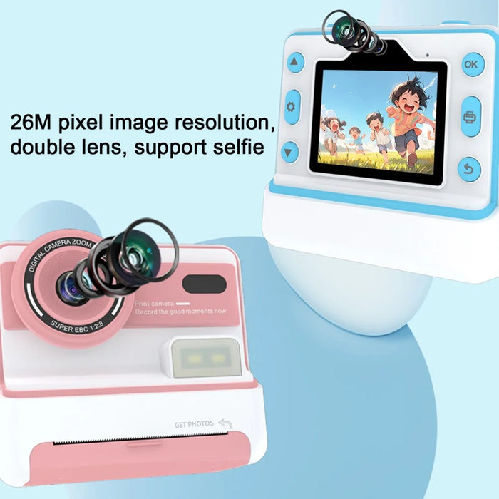 D101 2.4-inch HD Screen Dual Lens Kids Instant Camera Photo Thermal Printer - Blue - 6