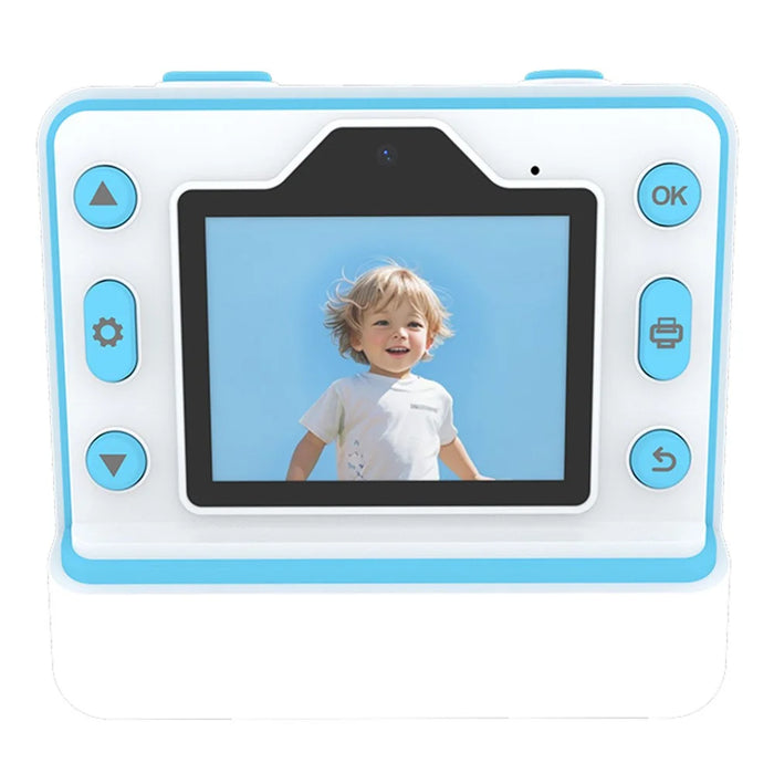 D101 2.4-inch HD Screen Dual Lens Kids Instant Camera Photo Thermal Printer with 32G Memory Card - Blue - 2