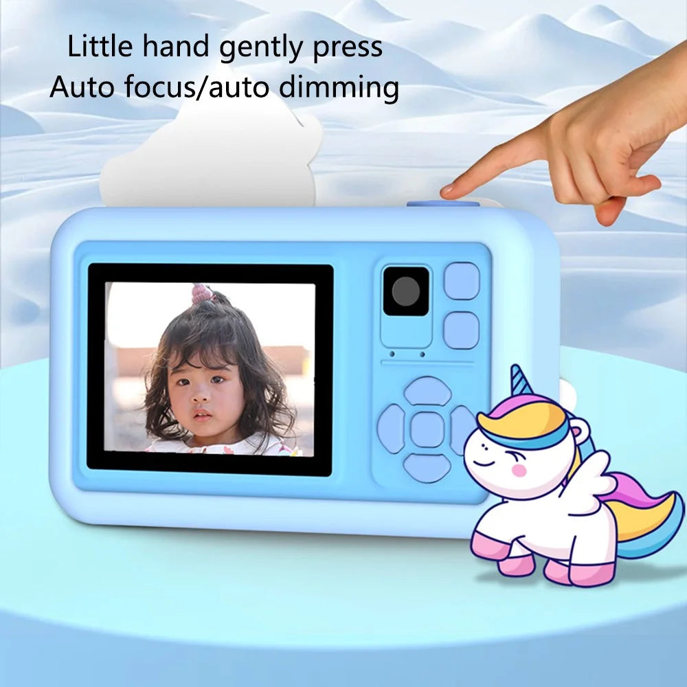 D32 Cartoon Design 2-inch Screen Children HD Dual Lens Camera with Tripod - Blue - 3